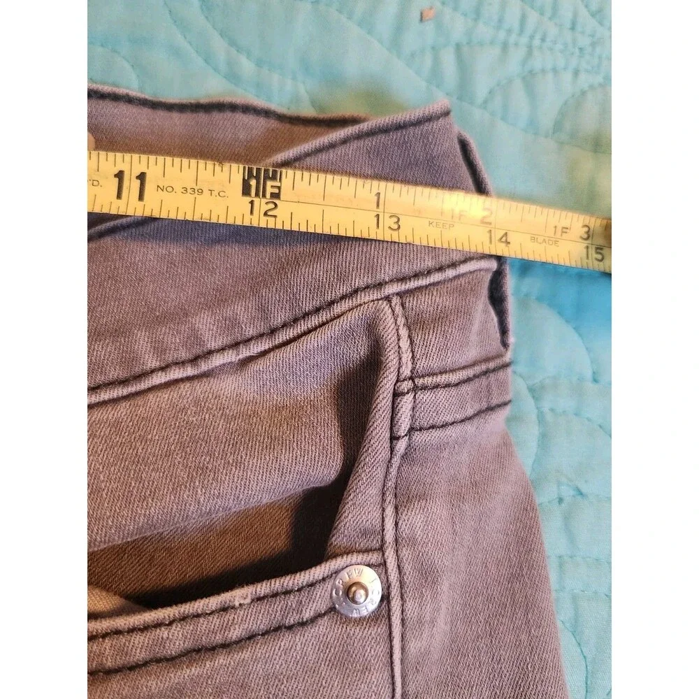J.Crew Jeans Womens 28  Toothpick Gray Tapered Stretch Mid‎ Rise Distressed Hem